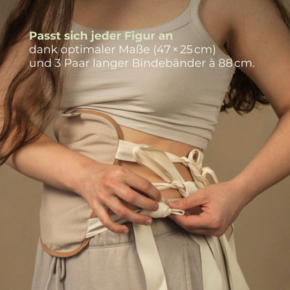 Rizinusöl-Wickel passt sich jeder Figur an – dank optimaler Maße und langer Bindebänder.
